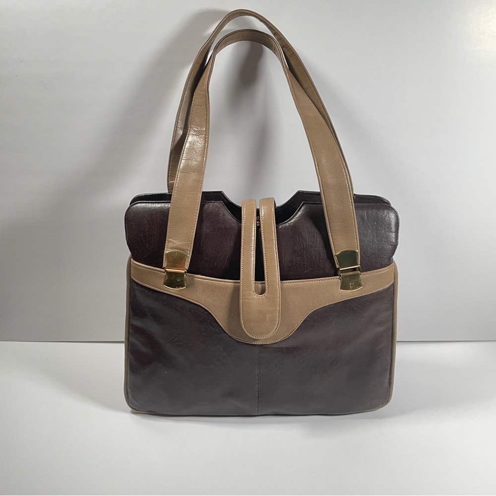 Vintage Rafy Made In Canada Handbag, Brown Purse with Dark Tan Accent